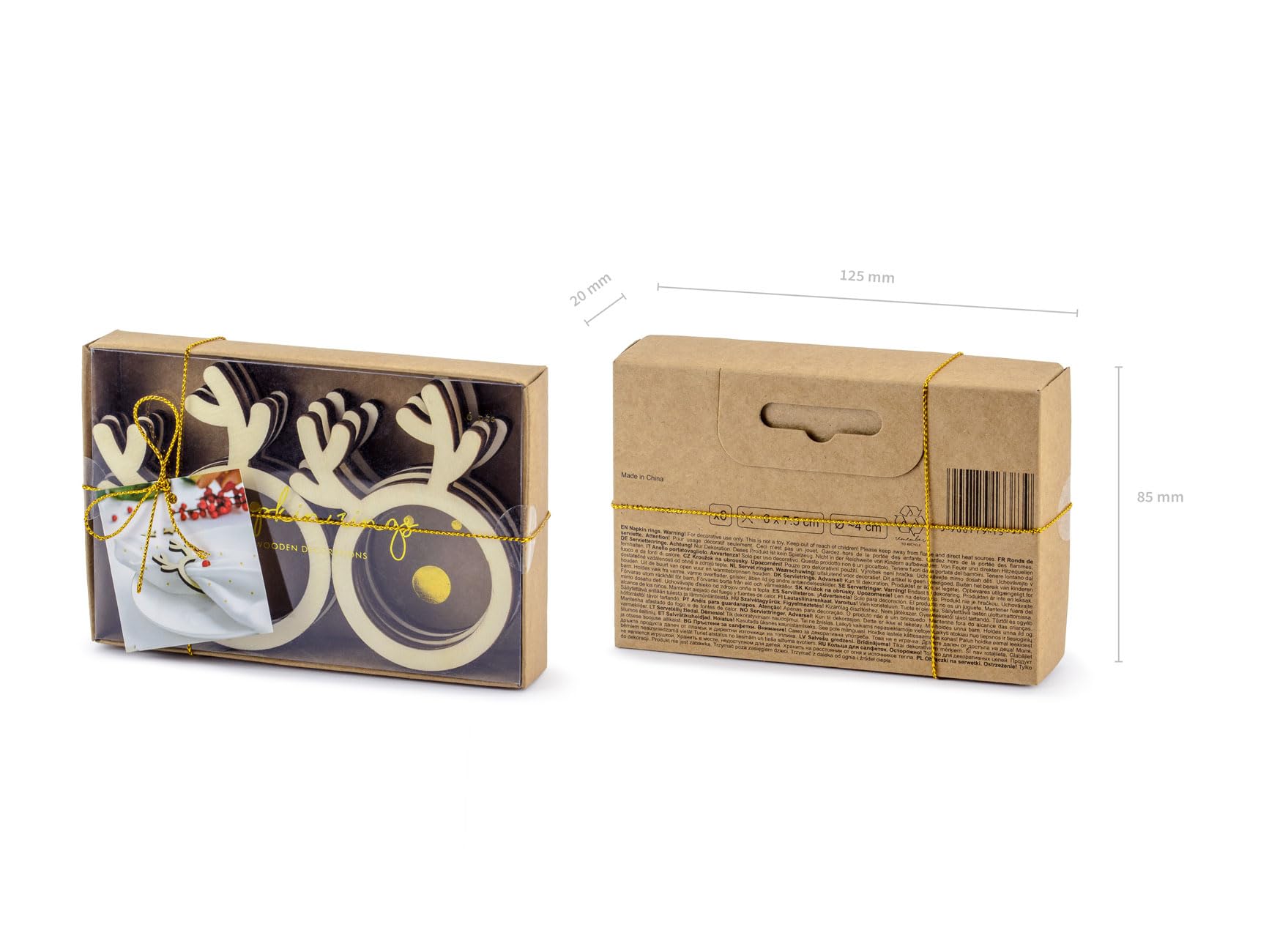 TEXPOT Serviettenringe lot 6 ronds serviette bois renne