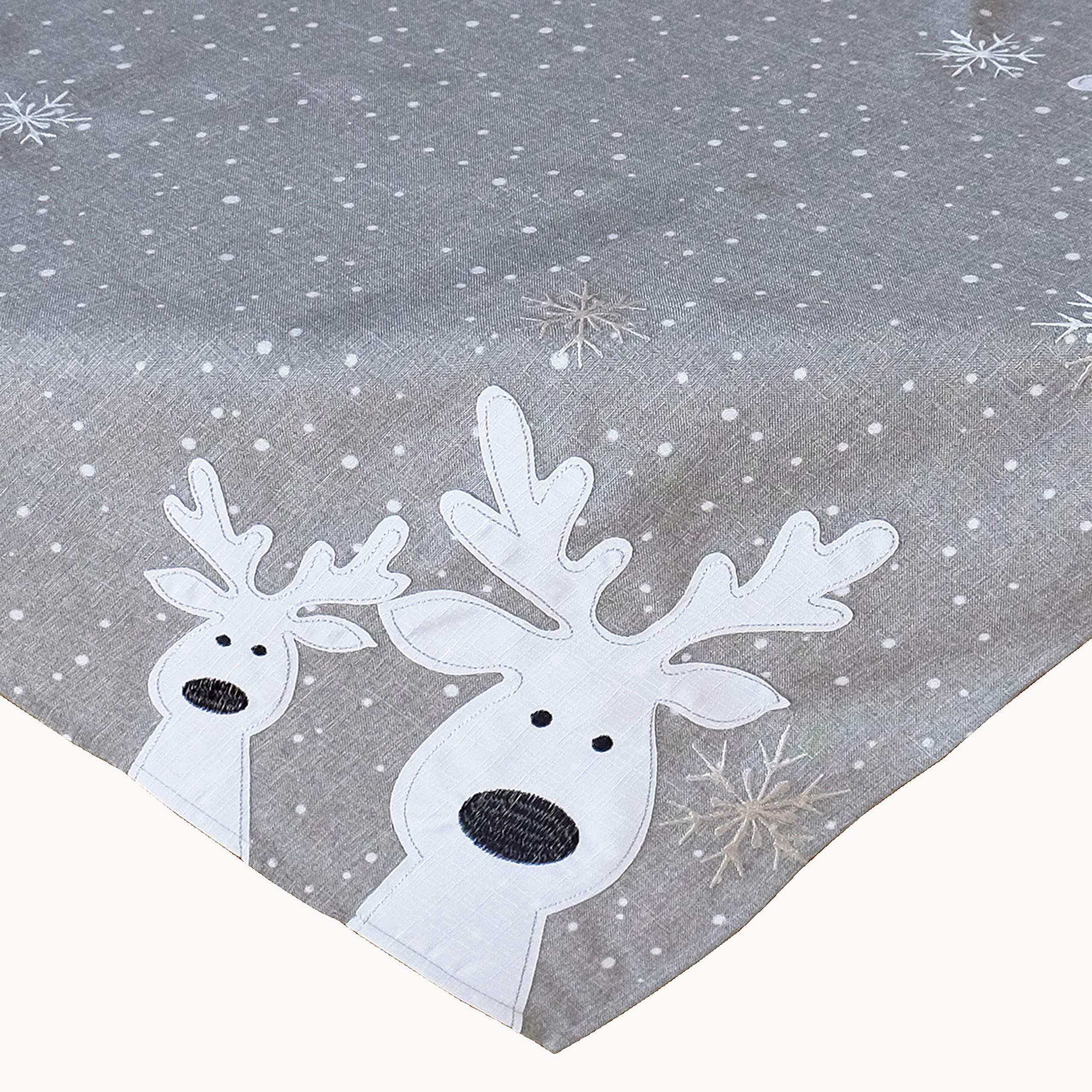 TEXPOT Tischläufer chemin de table gris clair 40x140cm Noël