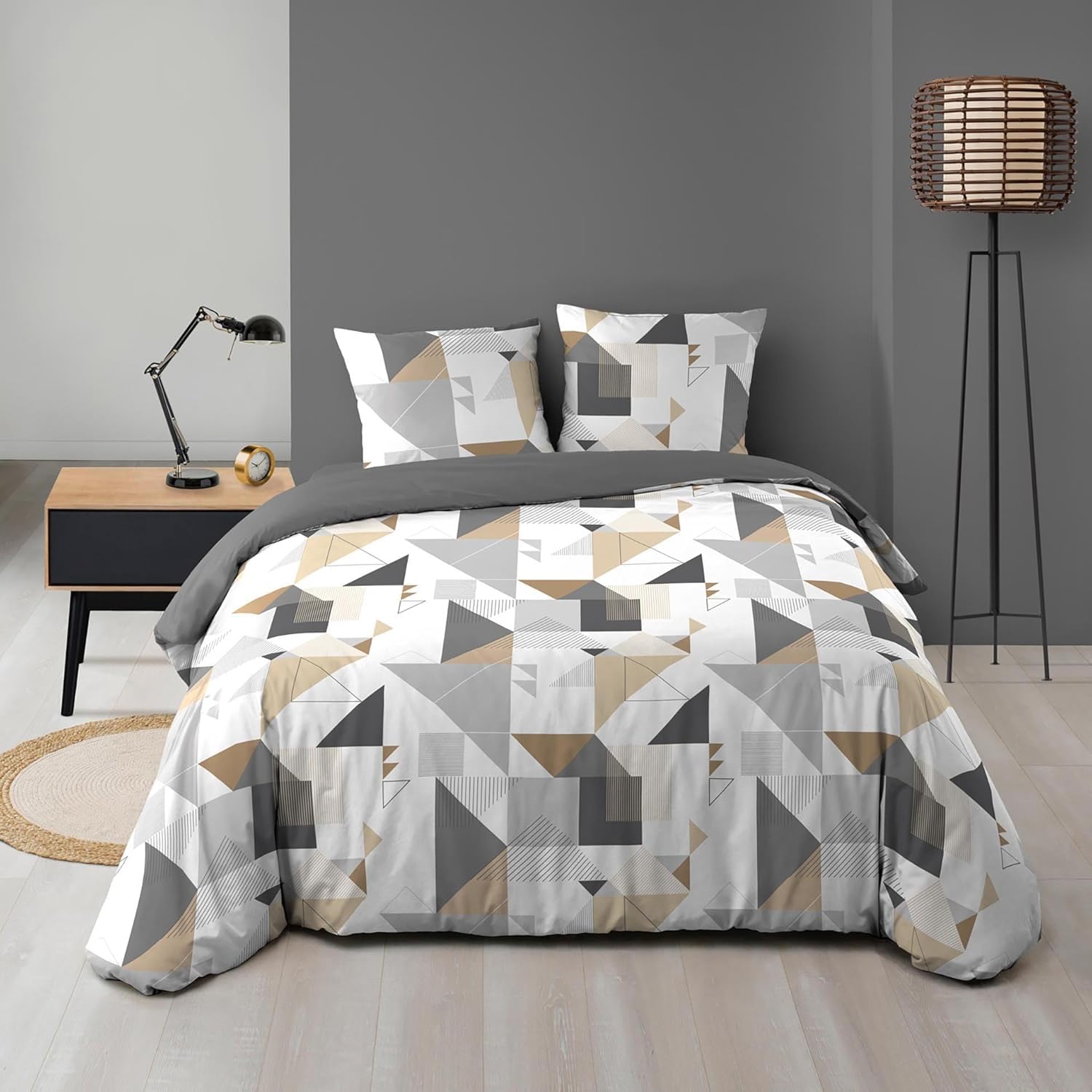Promo Linge Trigone parure de lit 140x200cm microfibre imprimée