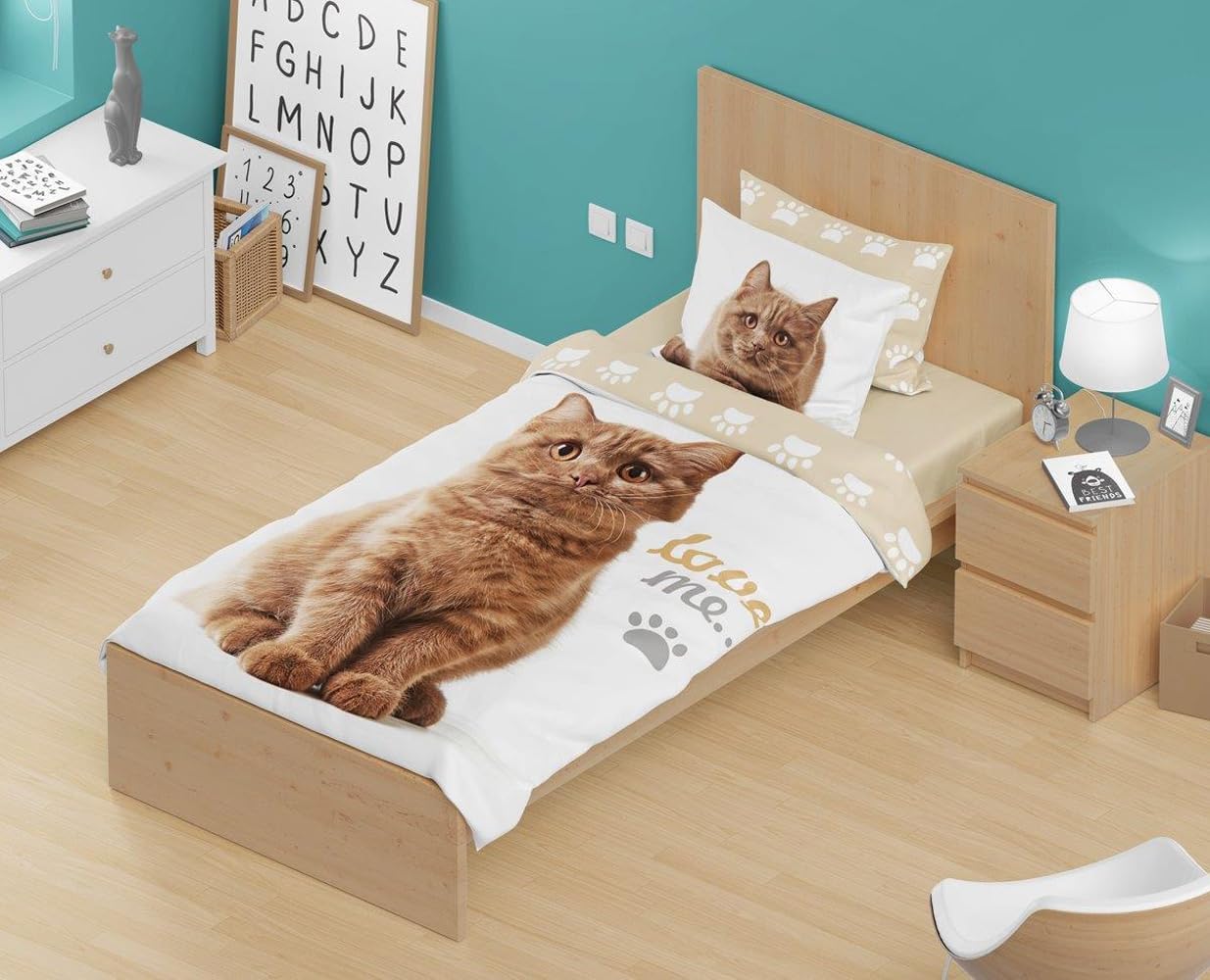 TEXPOT Bettwäsche parure coton chat 140x200