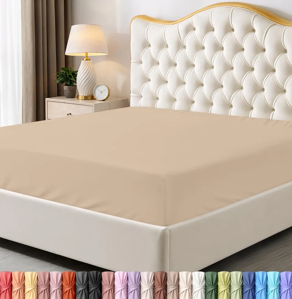 Utopia Bedding Bed Sheets Drap-Housse Microfibre Blanc Bonnet Profond