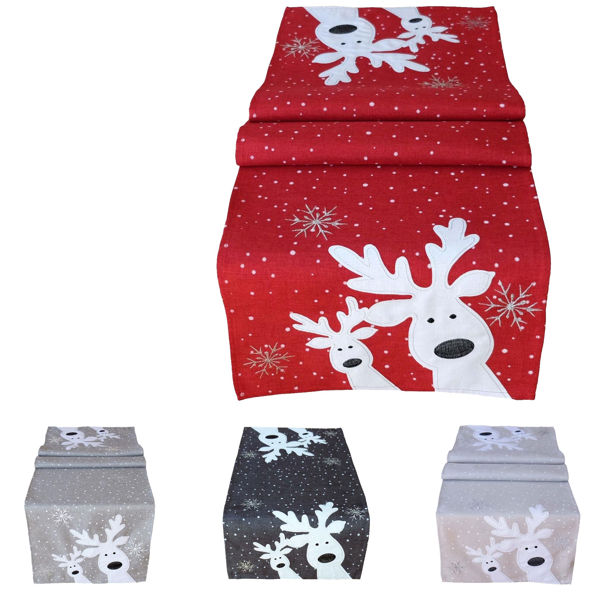 TEXPOT Tischläufer chemin de table gris clair 40x140cm Noël