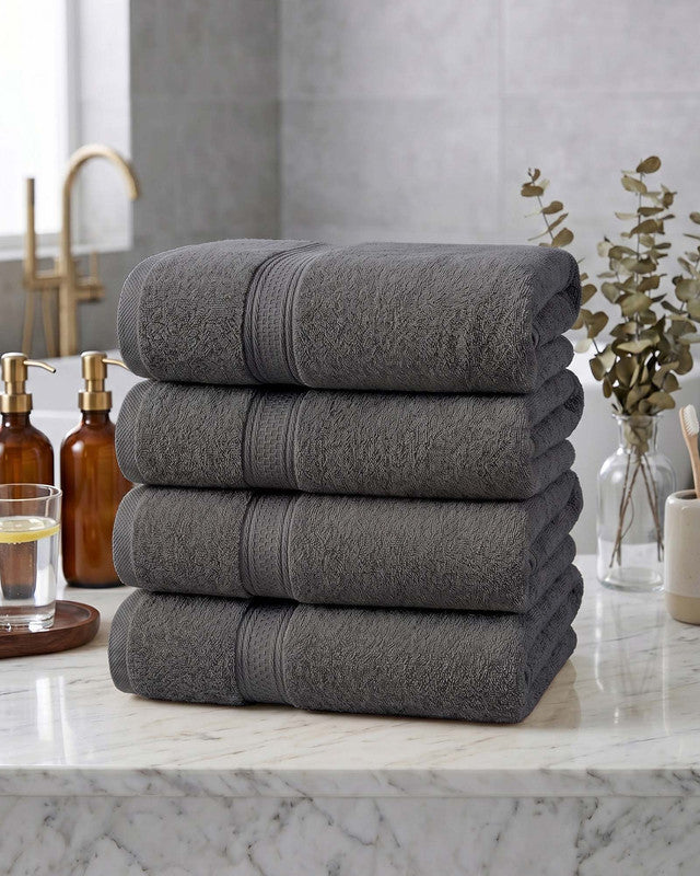 Utopia Bedding Towels grande serviette bain coton gris lot 4