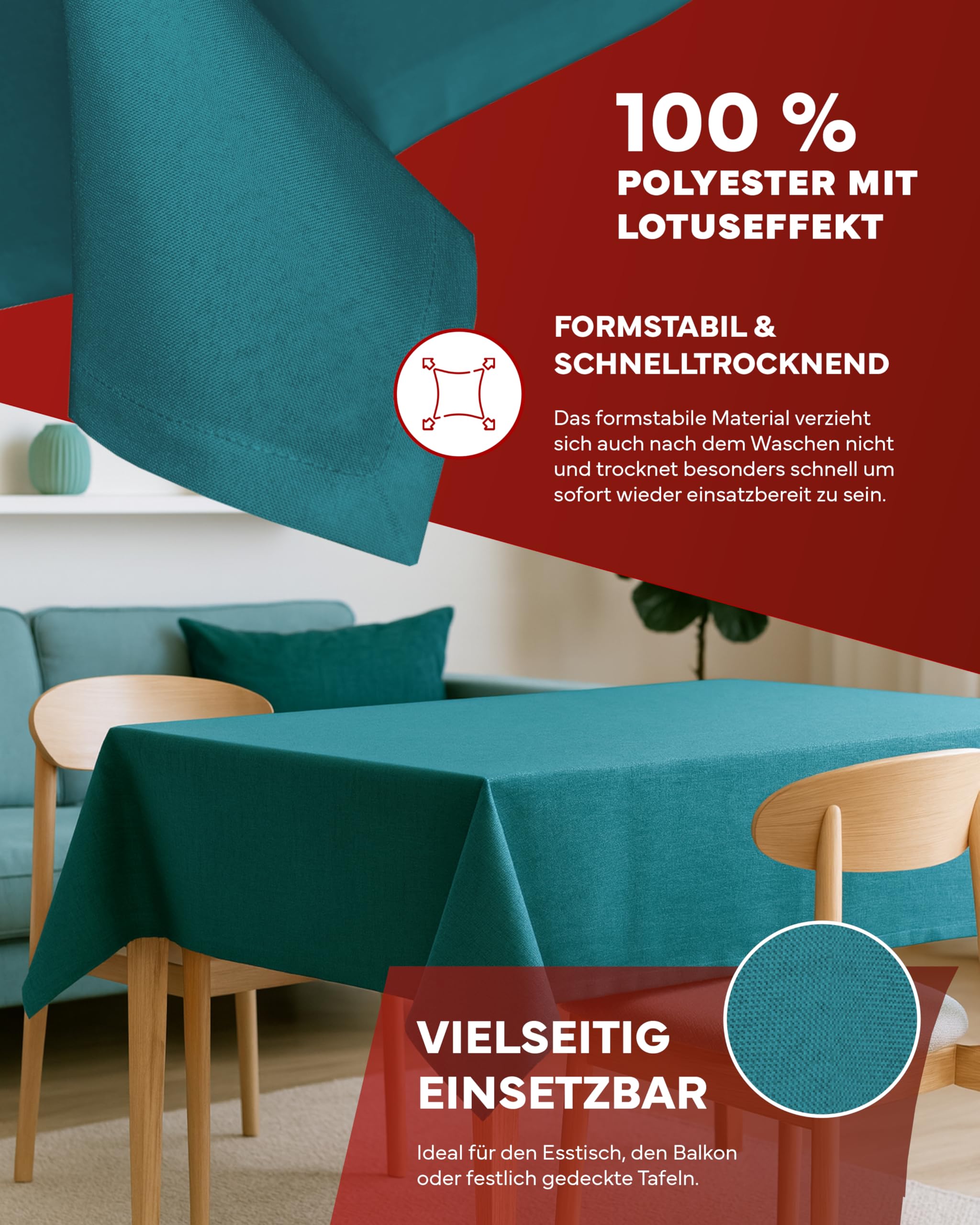 TEXPOT Gartentischdecken nappe 135x180 cm bleu pétrole antitache