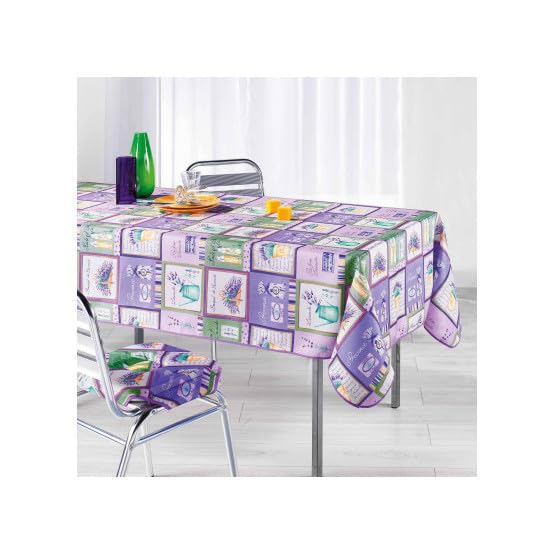 Promo Linge Bouquet Lavande nappe rectangulaire 150x240cm anti-tâche