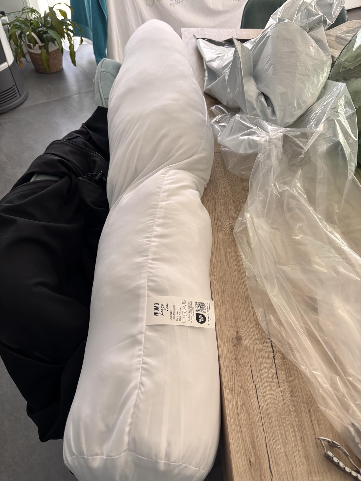 Promo Linge Traversins Polochon Blanc 140 cm polyester