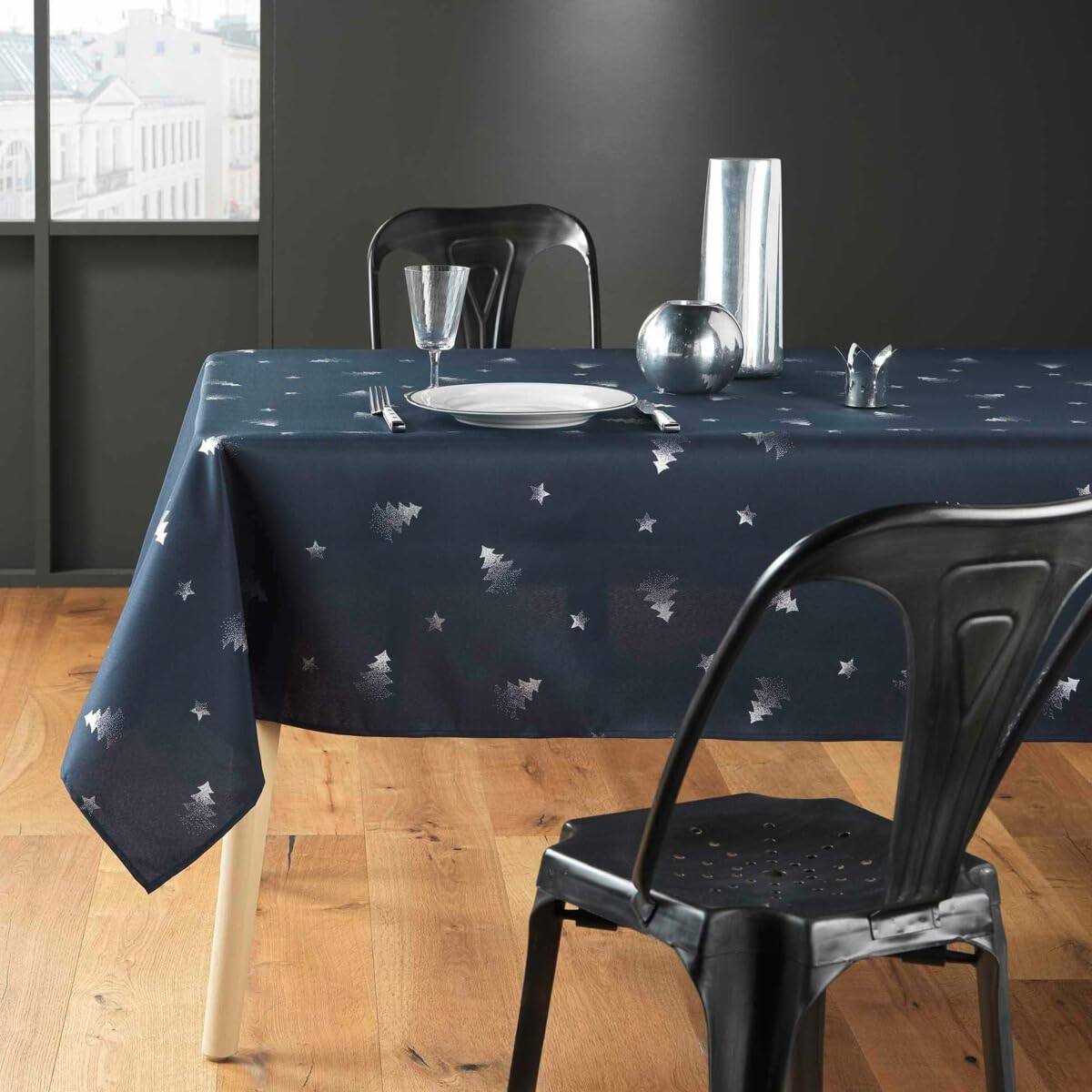 PROMO LINGE Nappes de Fêtes nappe 150x240 cm sapin argent blanc
