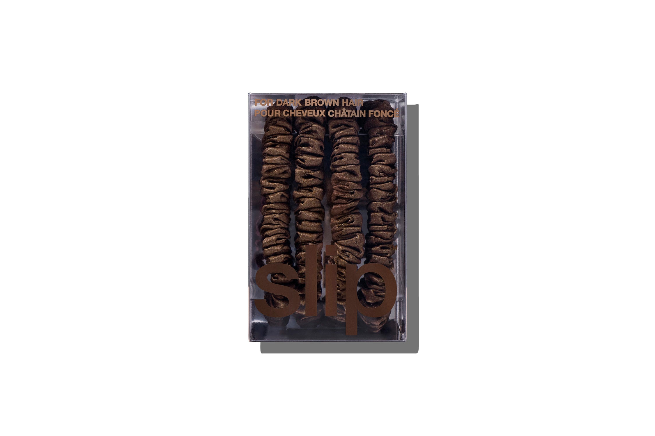 Slip Skinny Scrunchies Back to Basics chouchou soie marron foncé x4