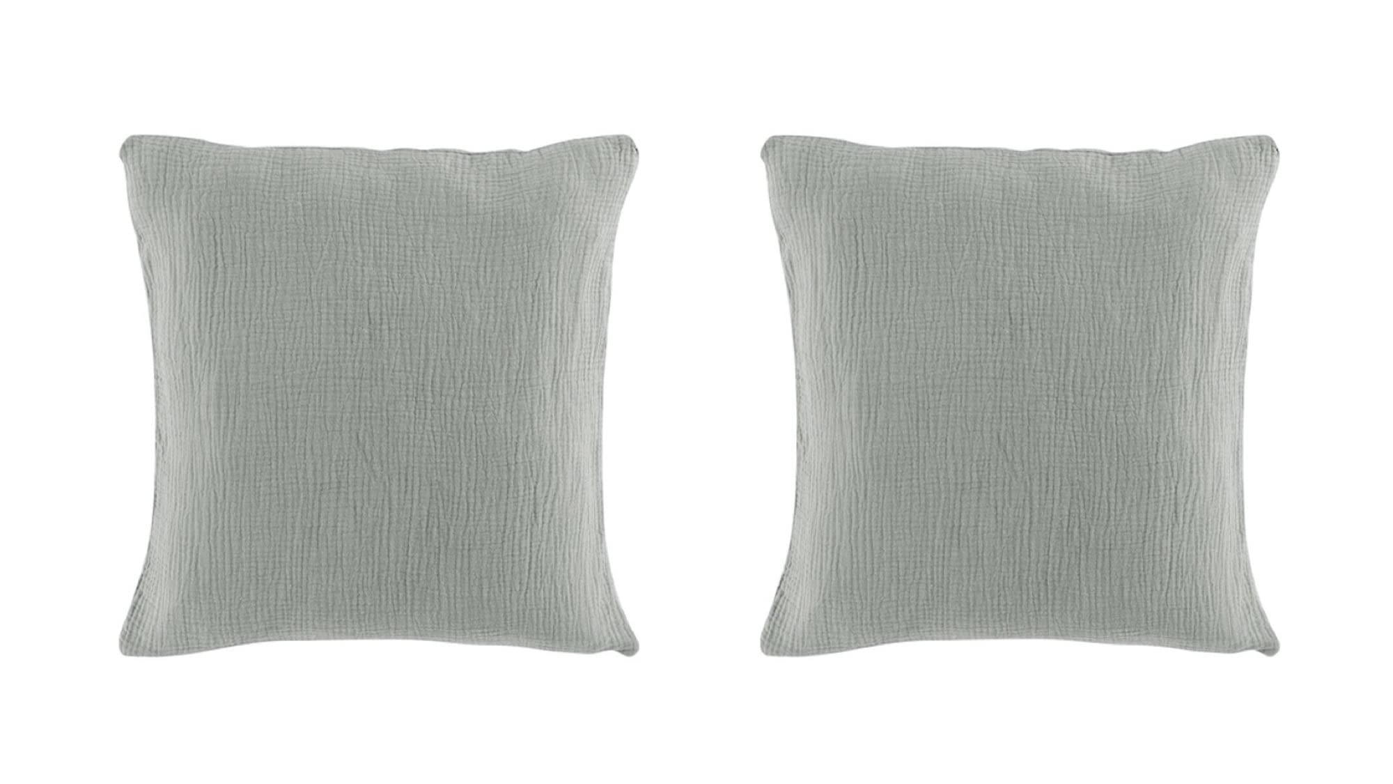 Promo Linge Coussins Angelia 40x40 gaze coton anthracite lot 2