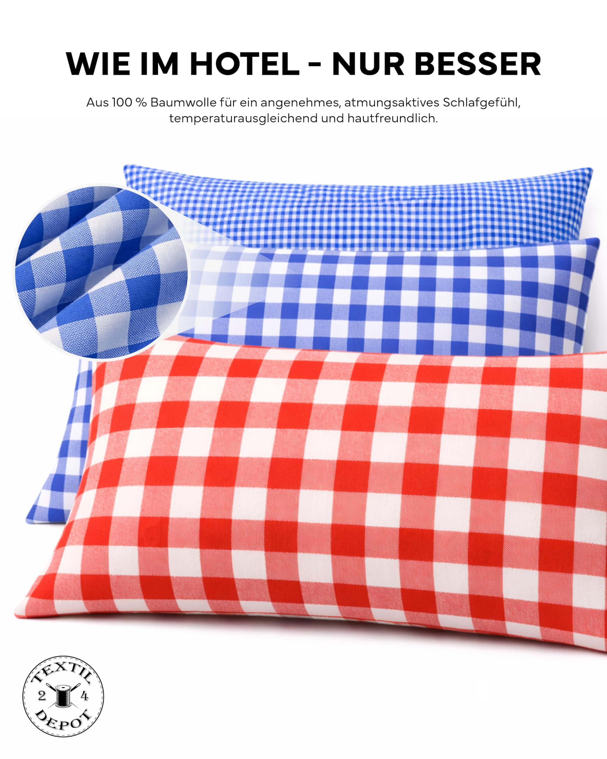 TEXPOT Kissenhüllen housse coussin 40x40 cm carreaux bleus coton