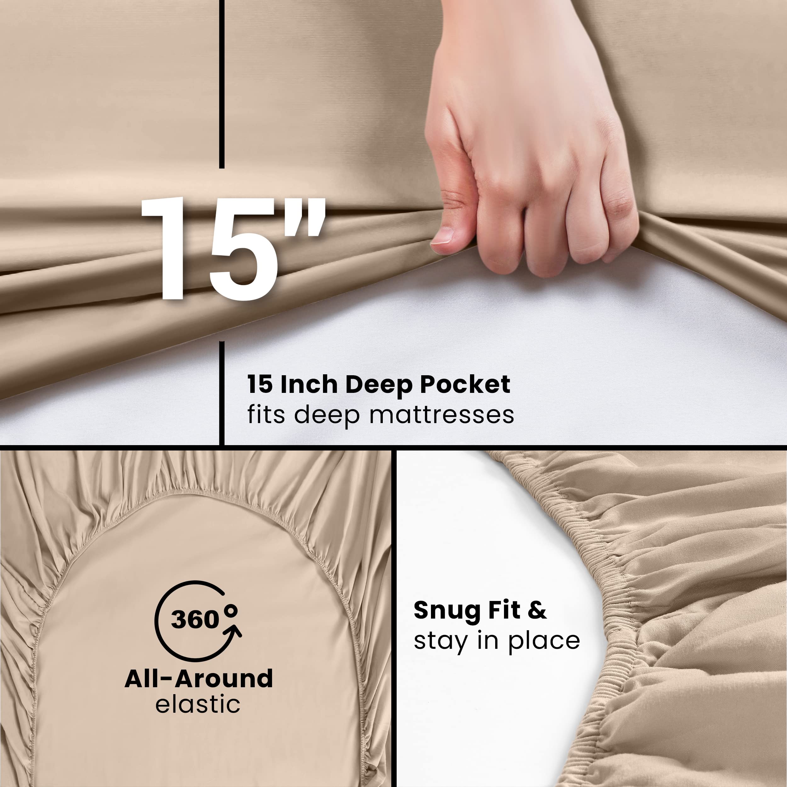Utopia Bedding Bed Sheets Drap-Housse Microfibre Blanc Bonnet Profond
