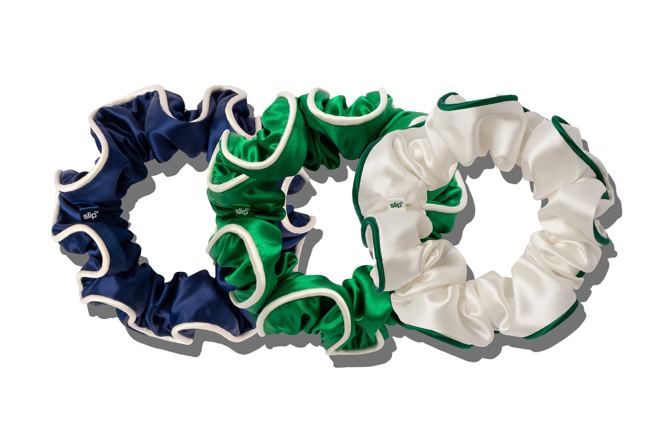Slip Large Scrunchies Chouchou Soie Blanc Lot 3
