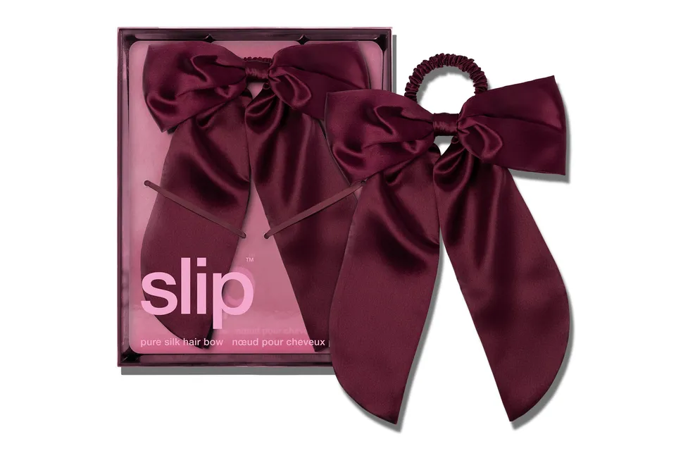 Slip Hair Bow Noeud Cheveux Soie Rouge Crimson