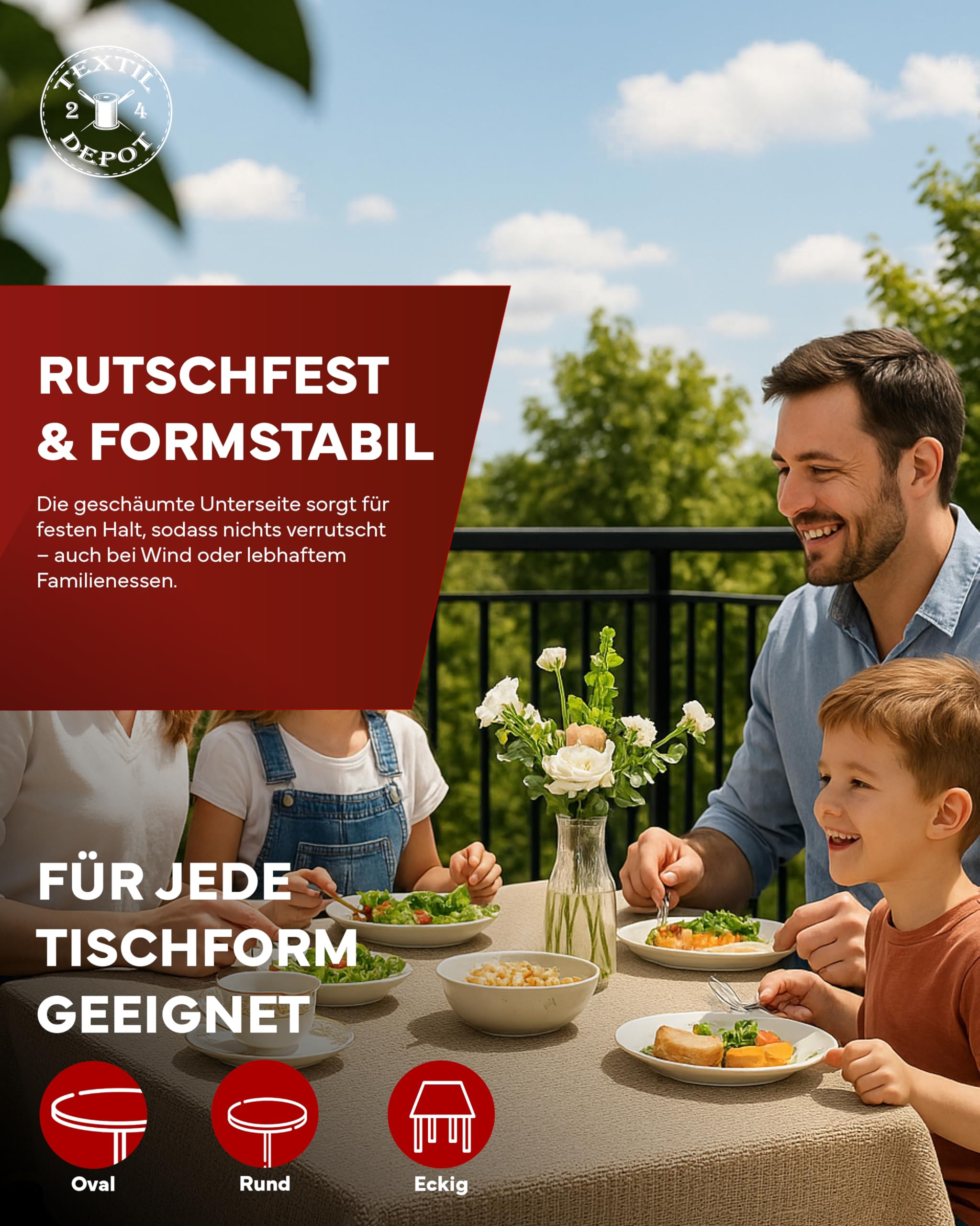 Texpot Gartentischdecken Nappe 130x160 Beige PVC