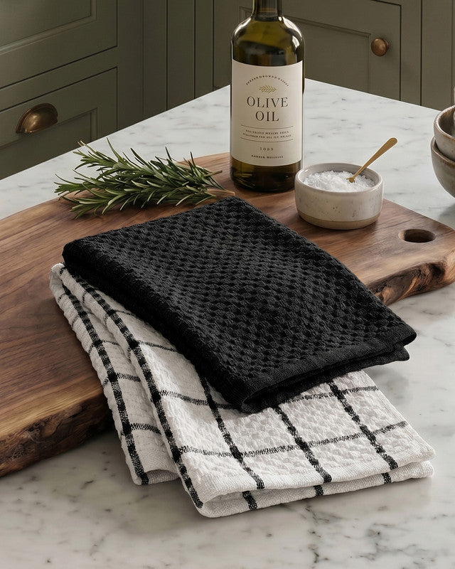 Utopia Bedding Towels torchon cuisine coton noir lot 12