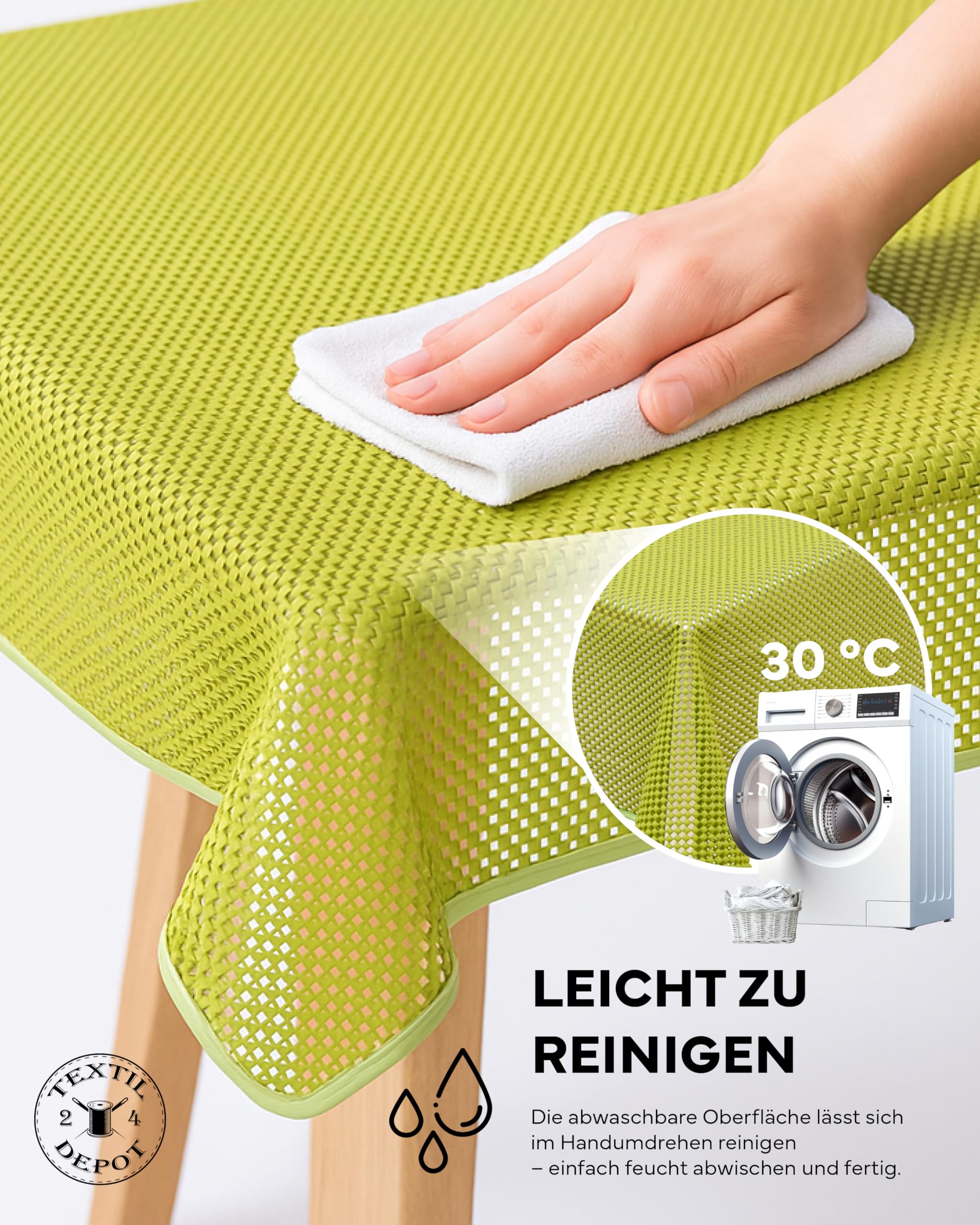 TEXPOT Gartentischdecken nappe jardin ronde 160 cm vert PVC
