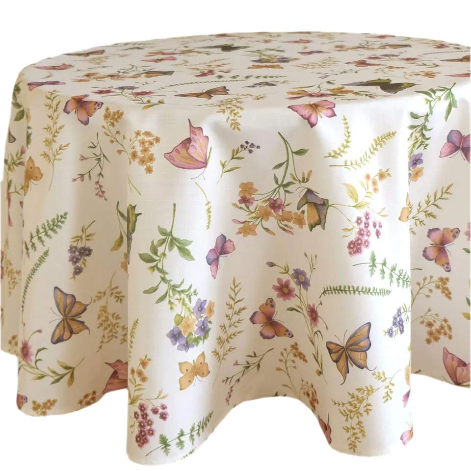 Texpot Tischdecken nappe ronde 130 cm papillon printemps