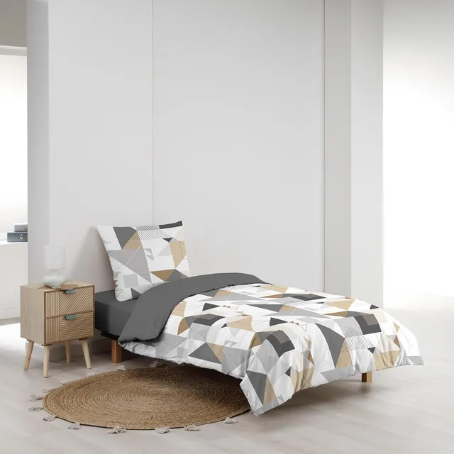 Promo Linge Trigone parure de lit 140x200cm microfibre imprimée