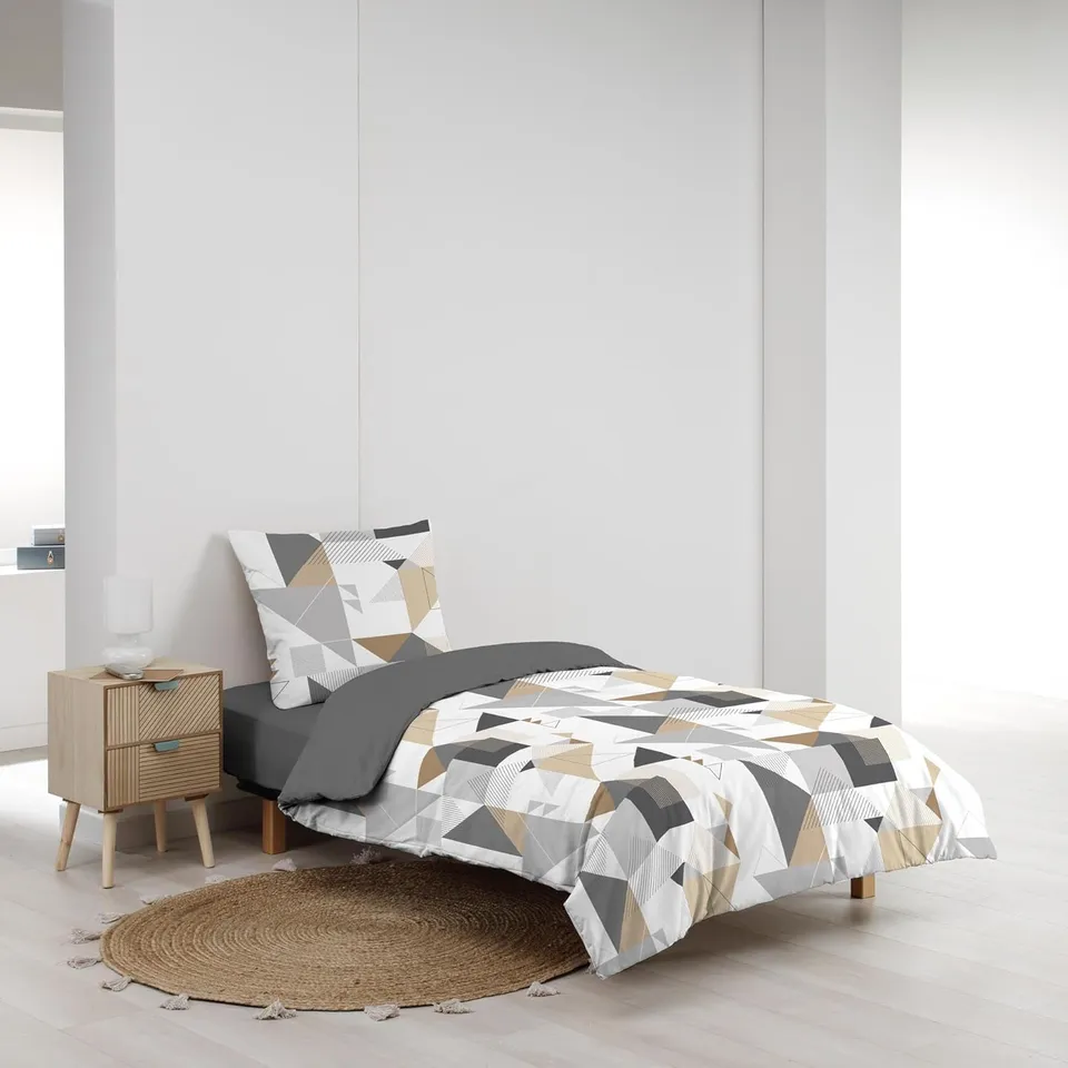 Promo Linge Trigone parure de lit 140x200cm microfibre imprimée