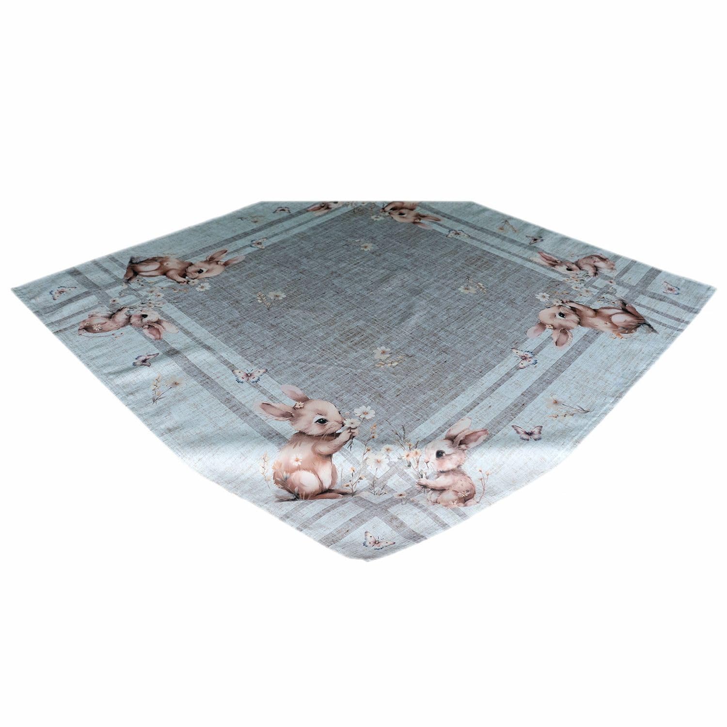 Texpot nappe 85x85 cm lapins fleurs Pâques polyester