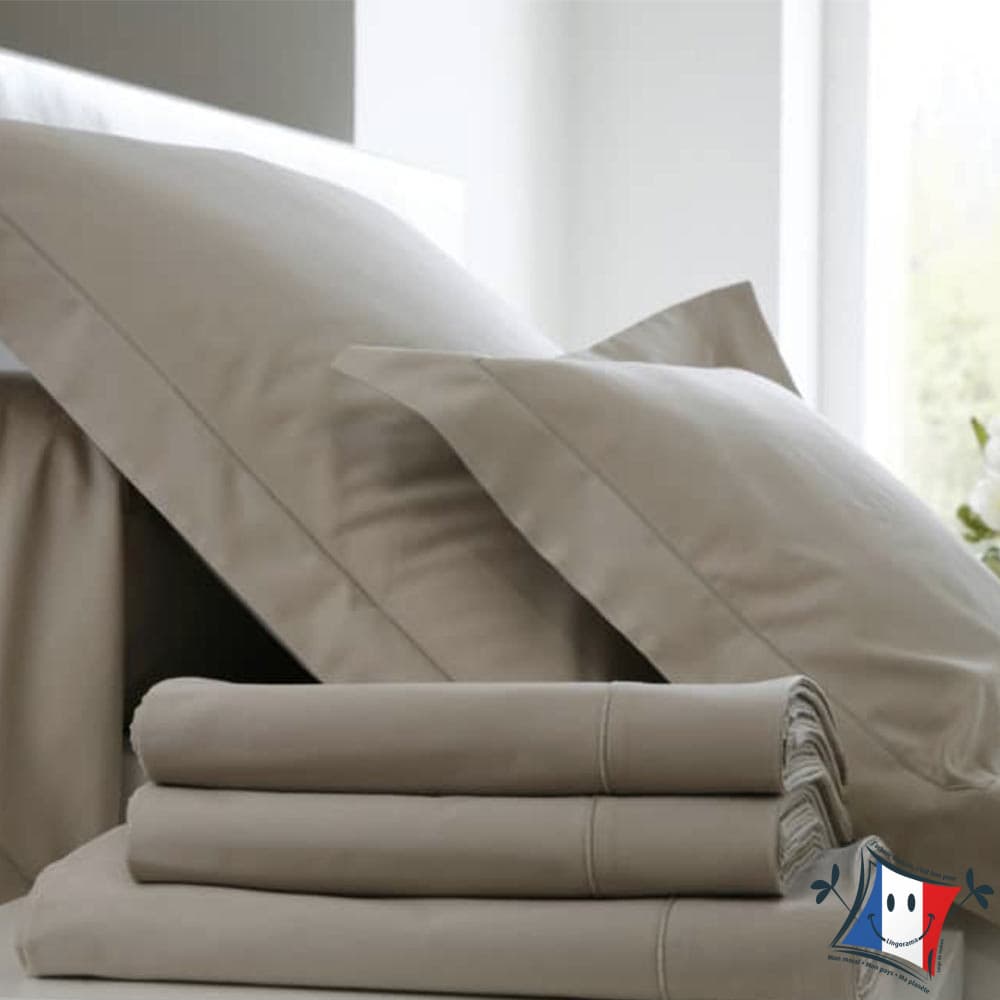 Lingorama Linge de lit drap plat satin coton blanc 240x300