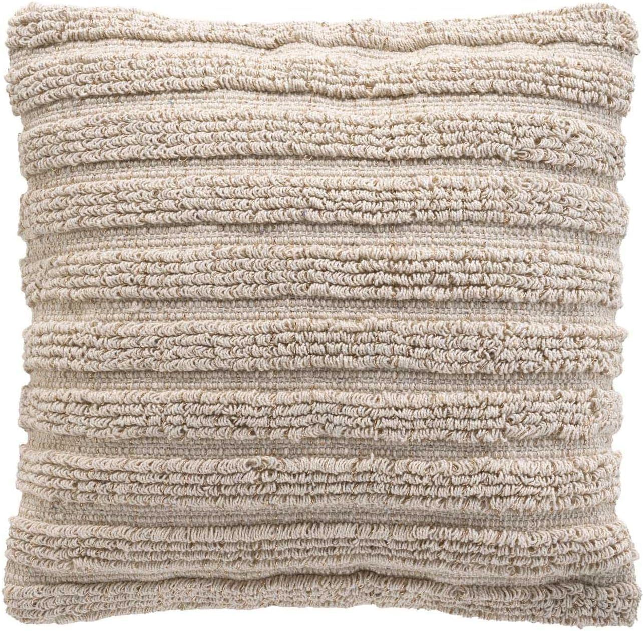 Promo Linge Ikat housse coussin 40x40 franges métallisées