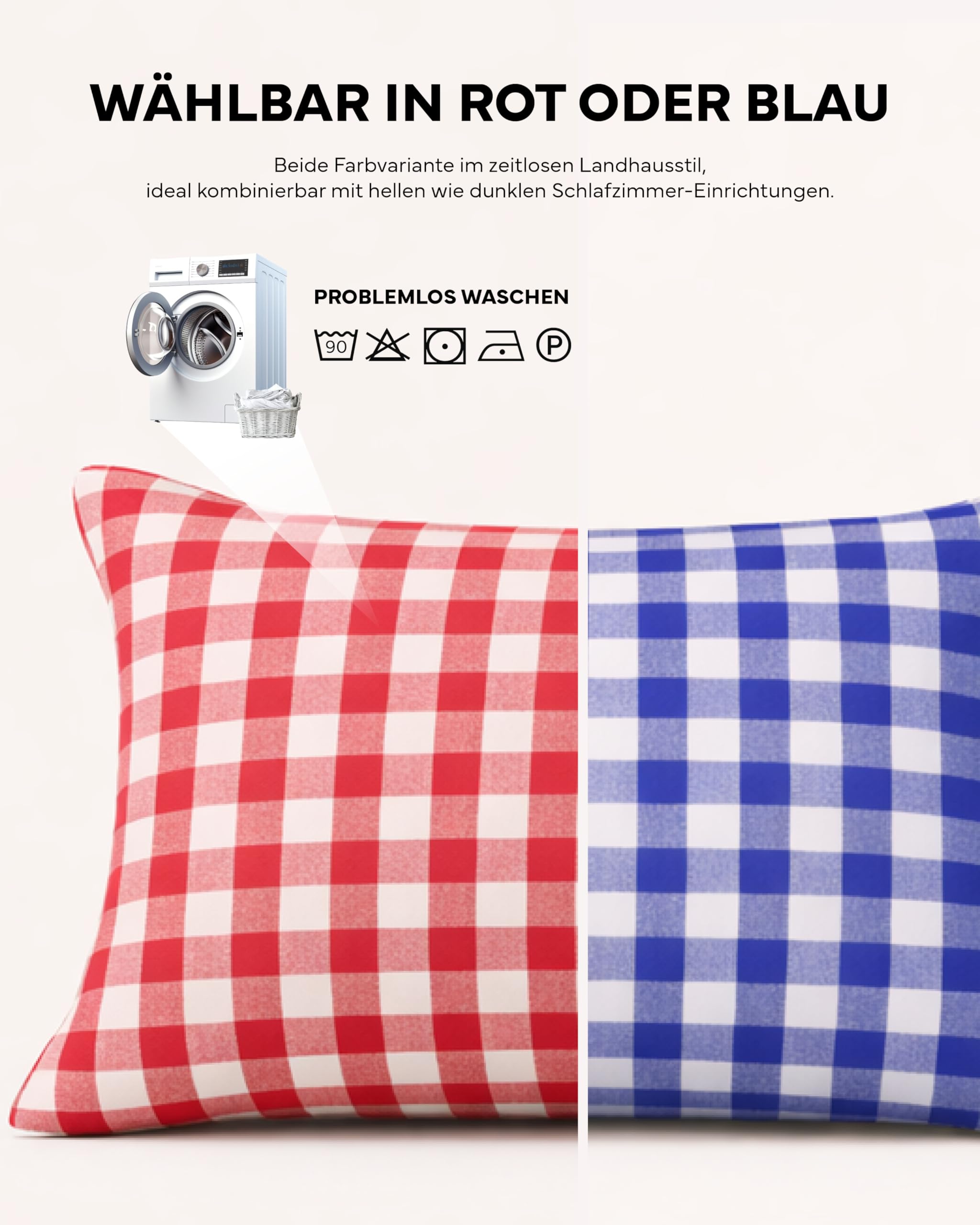 TEXPOT Kissenhüllen housse coussin 40x40 cm carreaux bleus coton