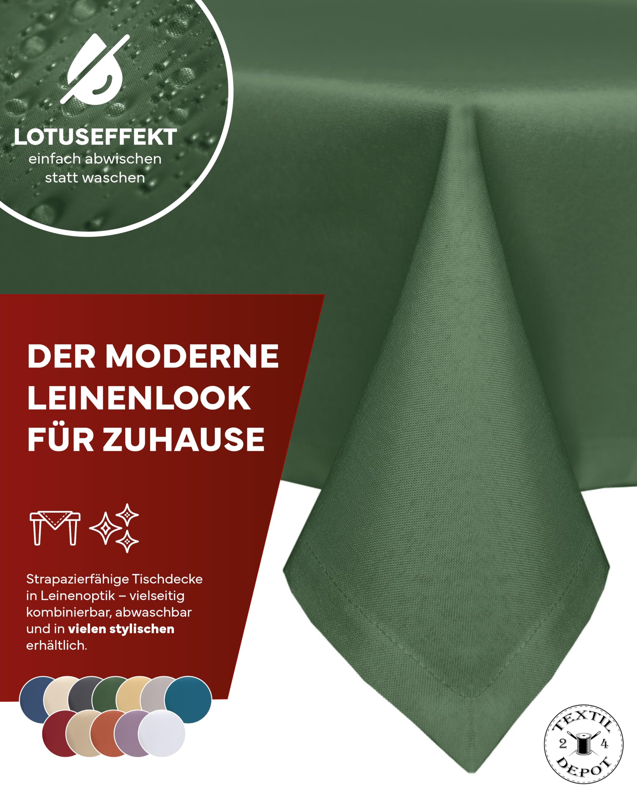 TEXPOT Gartentischdecken nappe jardin ronde 180 cm vert foncé