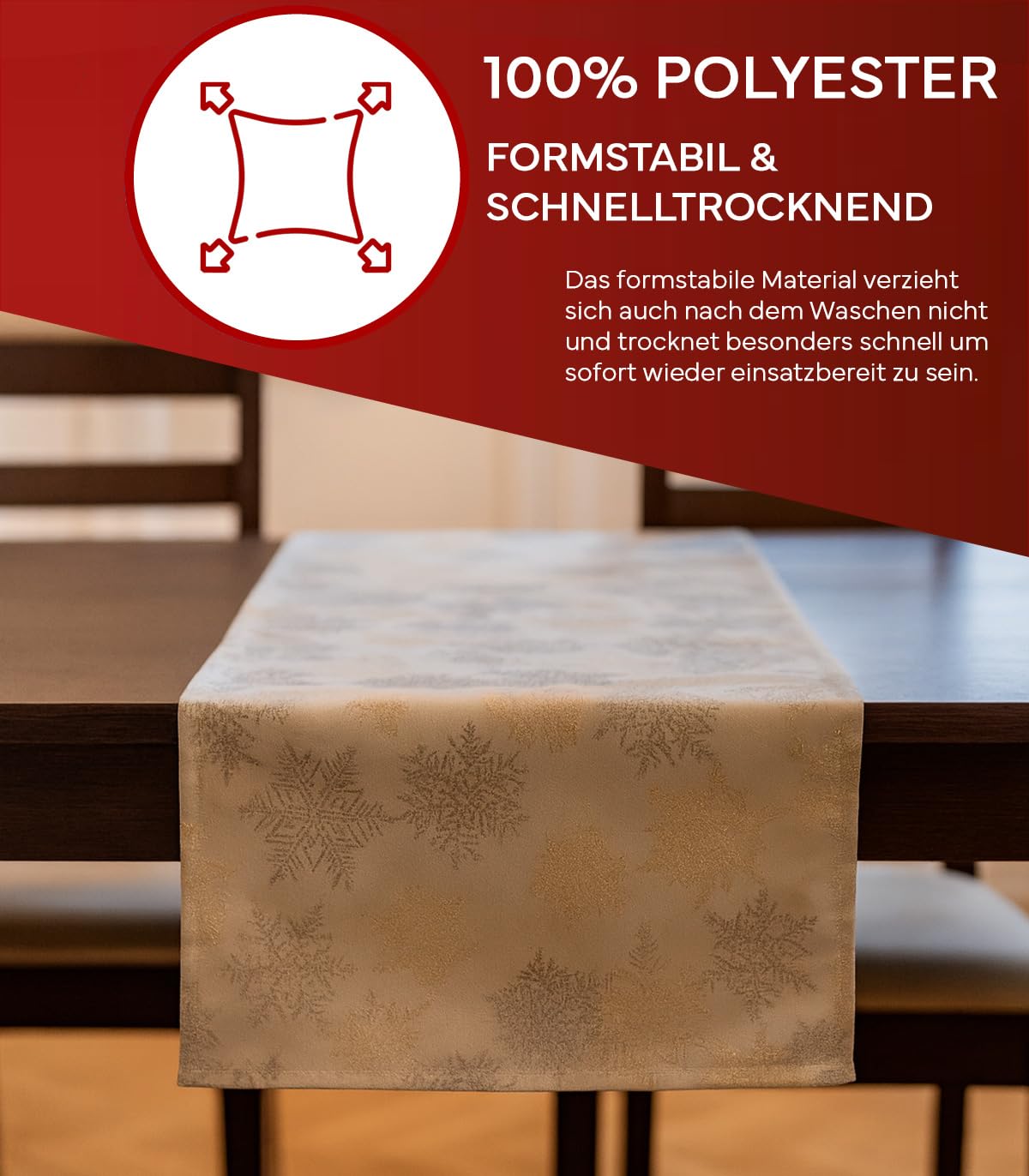TEXPOT Tischläufer flocons dorés chemin table 90x40 cm Noël