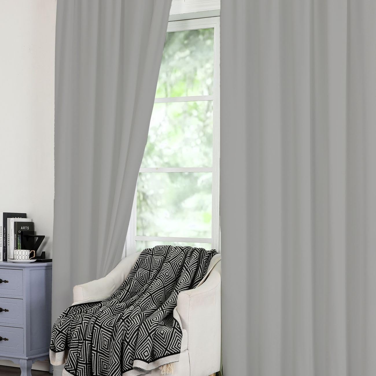 Texpot Vorhänge rideau velours gris clair opaque 140x245 cm