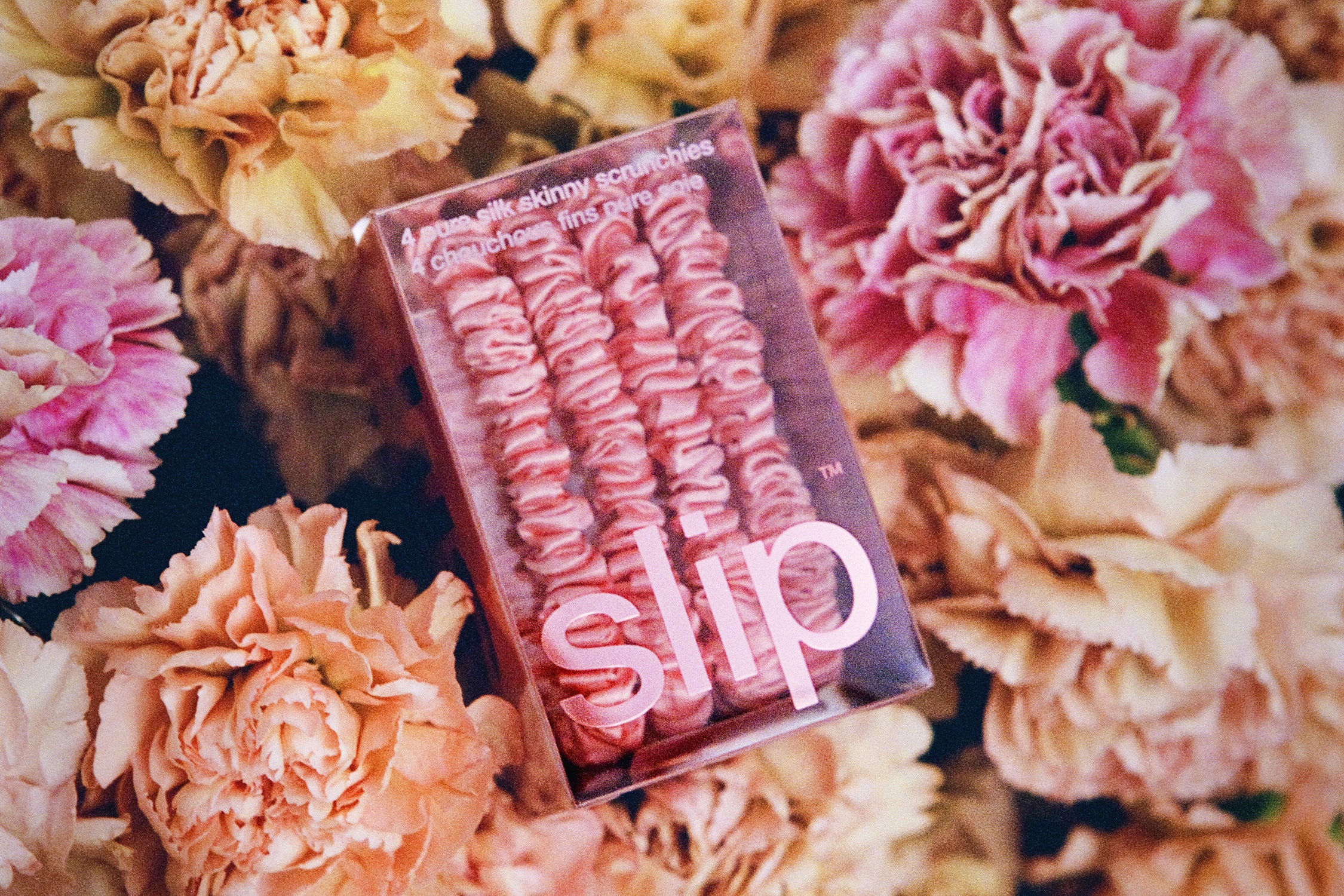 Slip Skinny Scrunchies Chouchou Soie Rose Lot 4