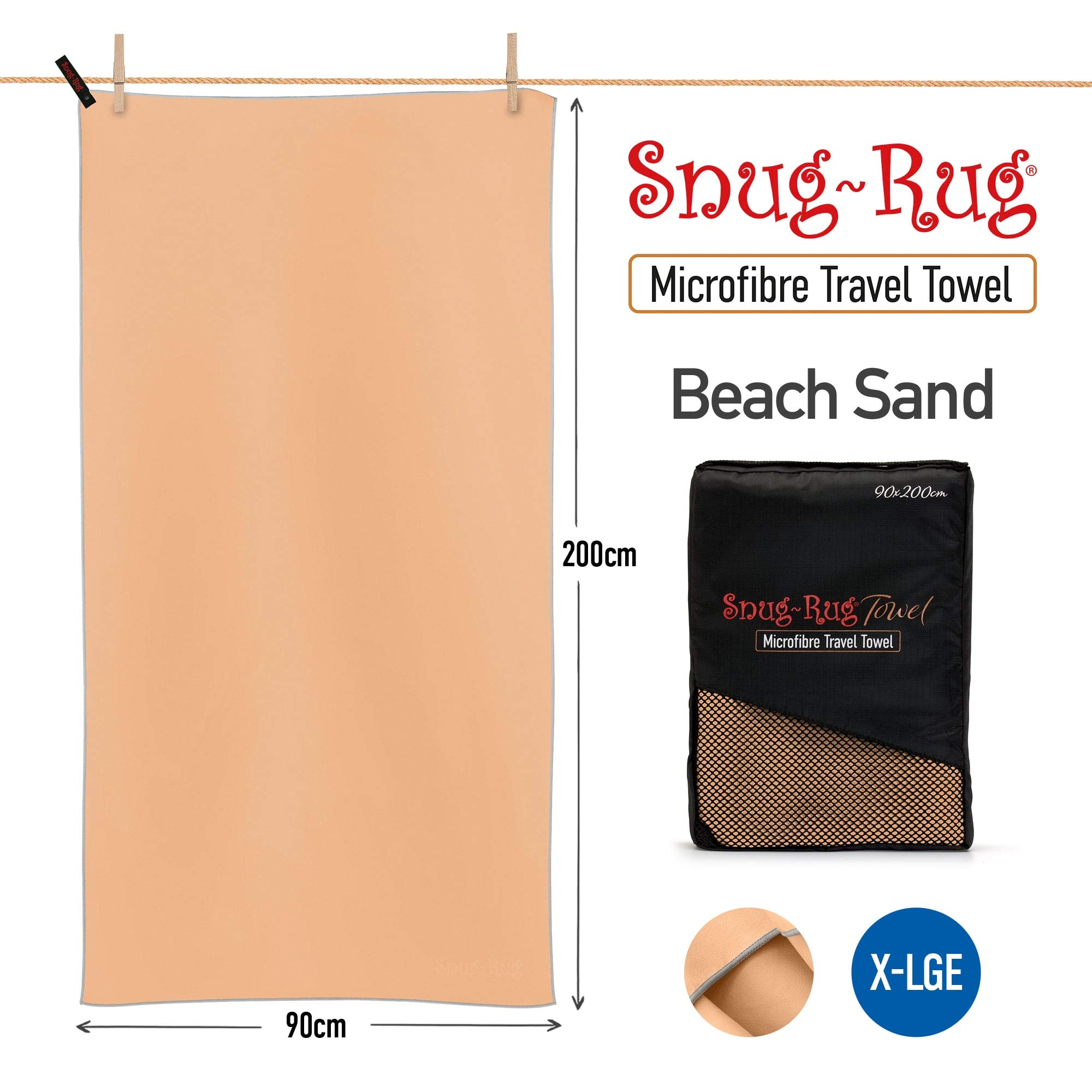 Snug Snug-Rug Microfibre XL 200x90 serviette beige absorbante