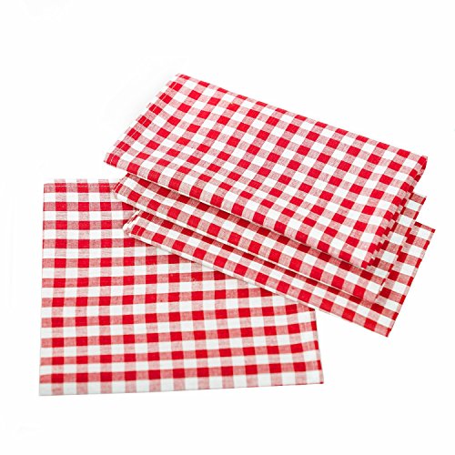 TEXPOT Servietten serviette coton 50x50 lot 12 carreaux rouges