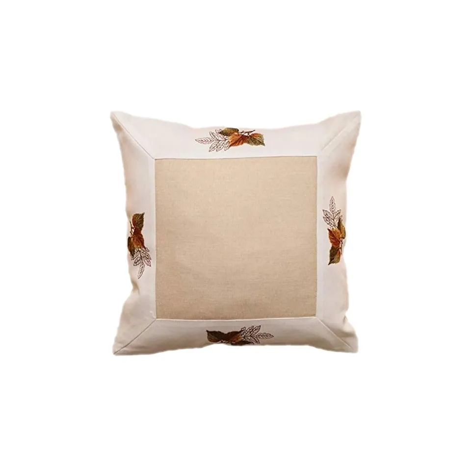 TEXPOT Feuilles 40x40 housse de coussin brodée automne