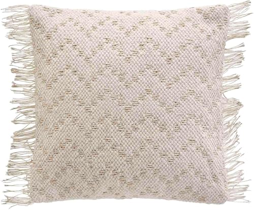 Promo Linge Ikat housse coussin 40x40 franges métallisées