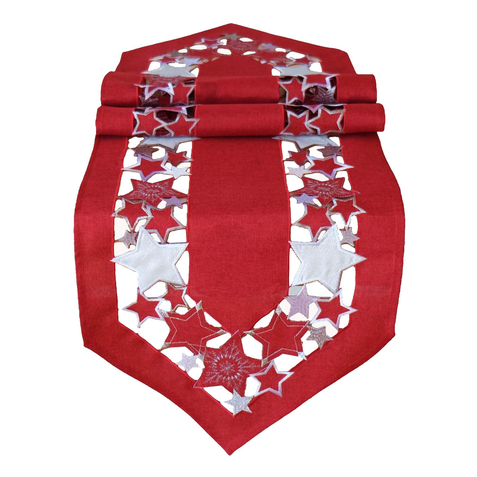 Texpot Tischläufer chemin de table 40x140 rouge étoiles Noël