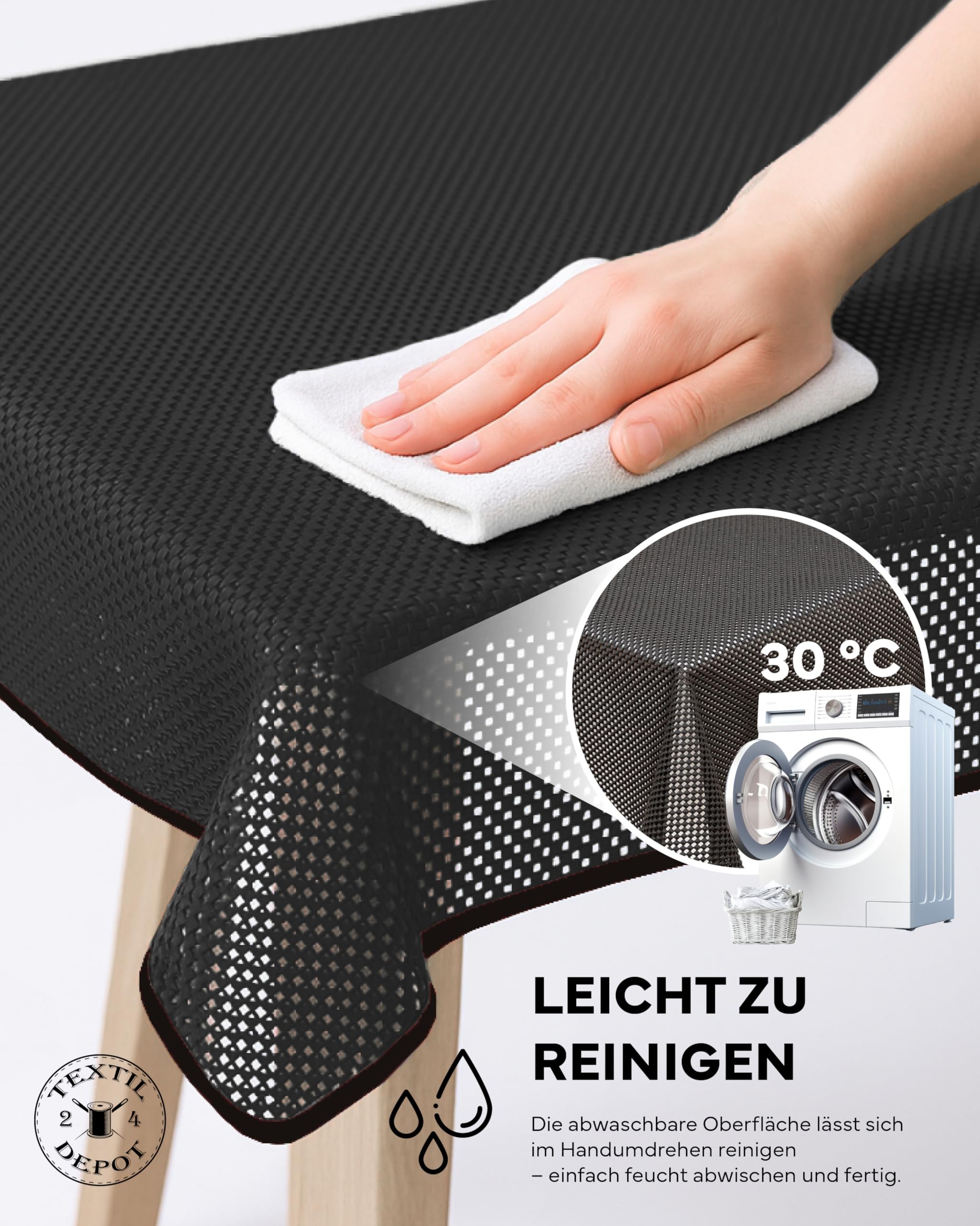 TEXPOT Gartentischdecken nappe ovale 160x220 cm noir PVC