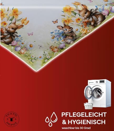 TEXPOT Tischläufer lapins Pâques nappe 140x40 cm blanc