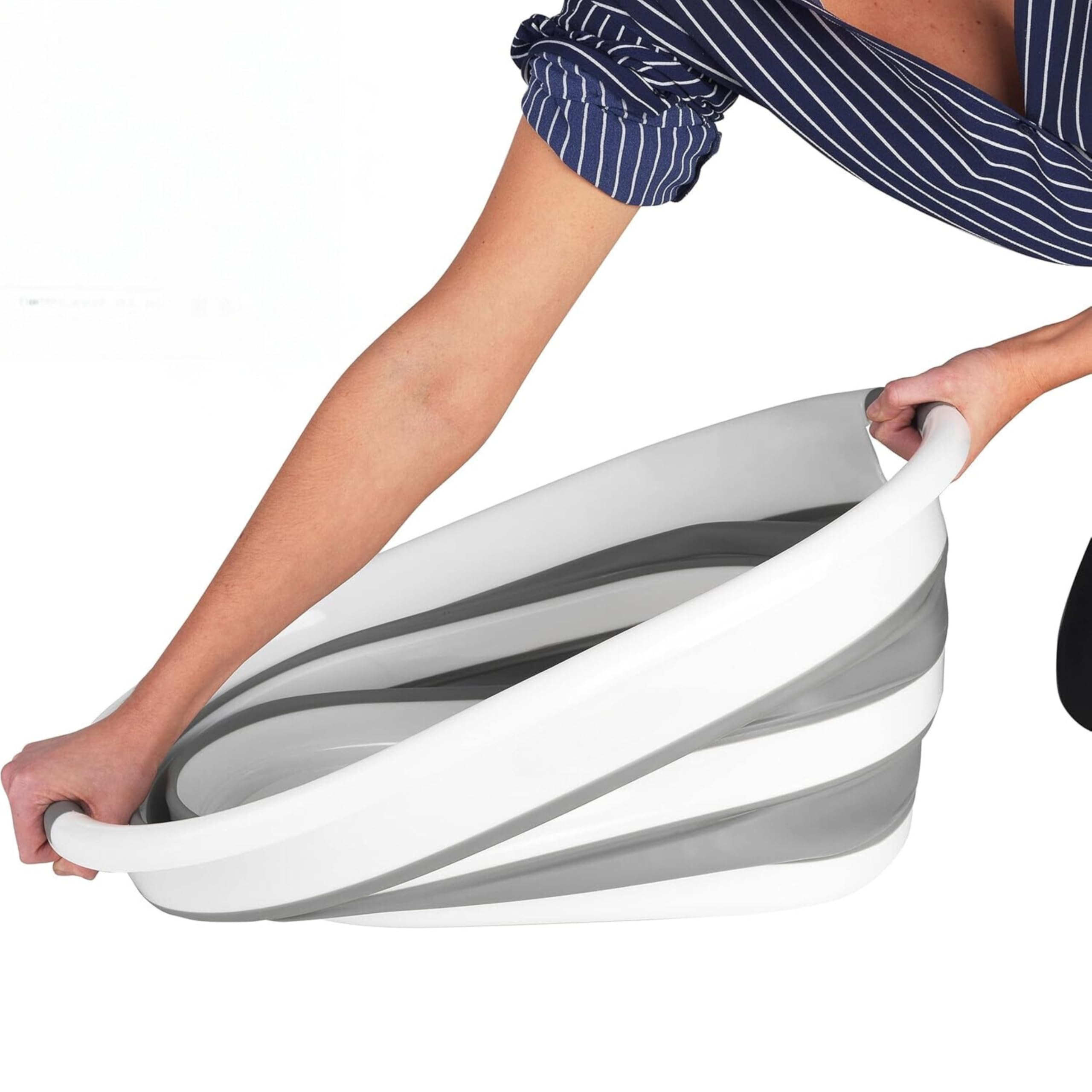 Promo Linge Paniers à linge panier pliable 27L gris blanc