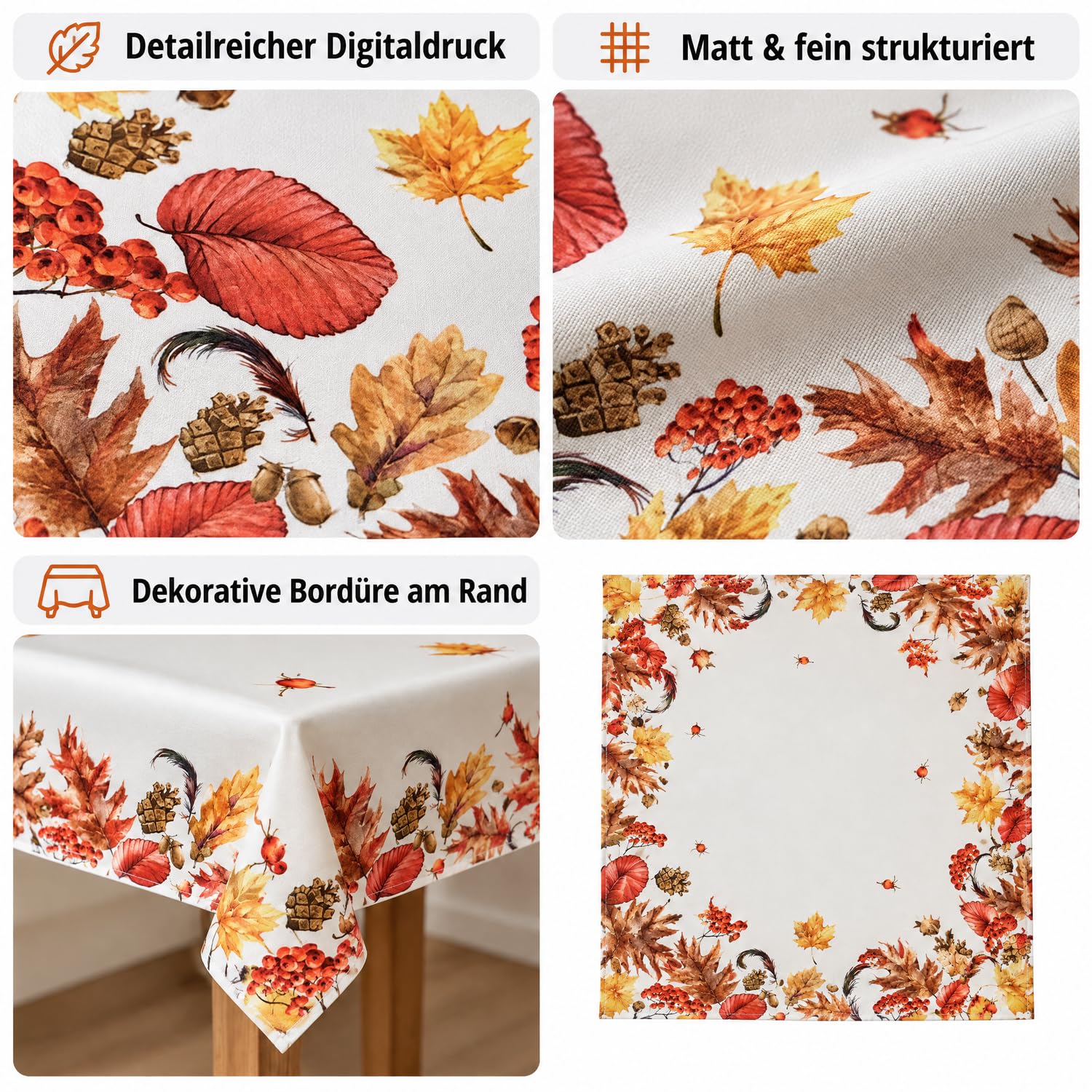 Texpot Tischdecken nappe ronde feuilles 130 cm