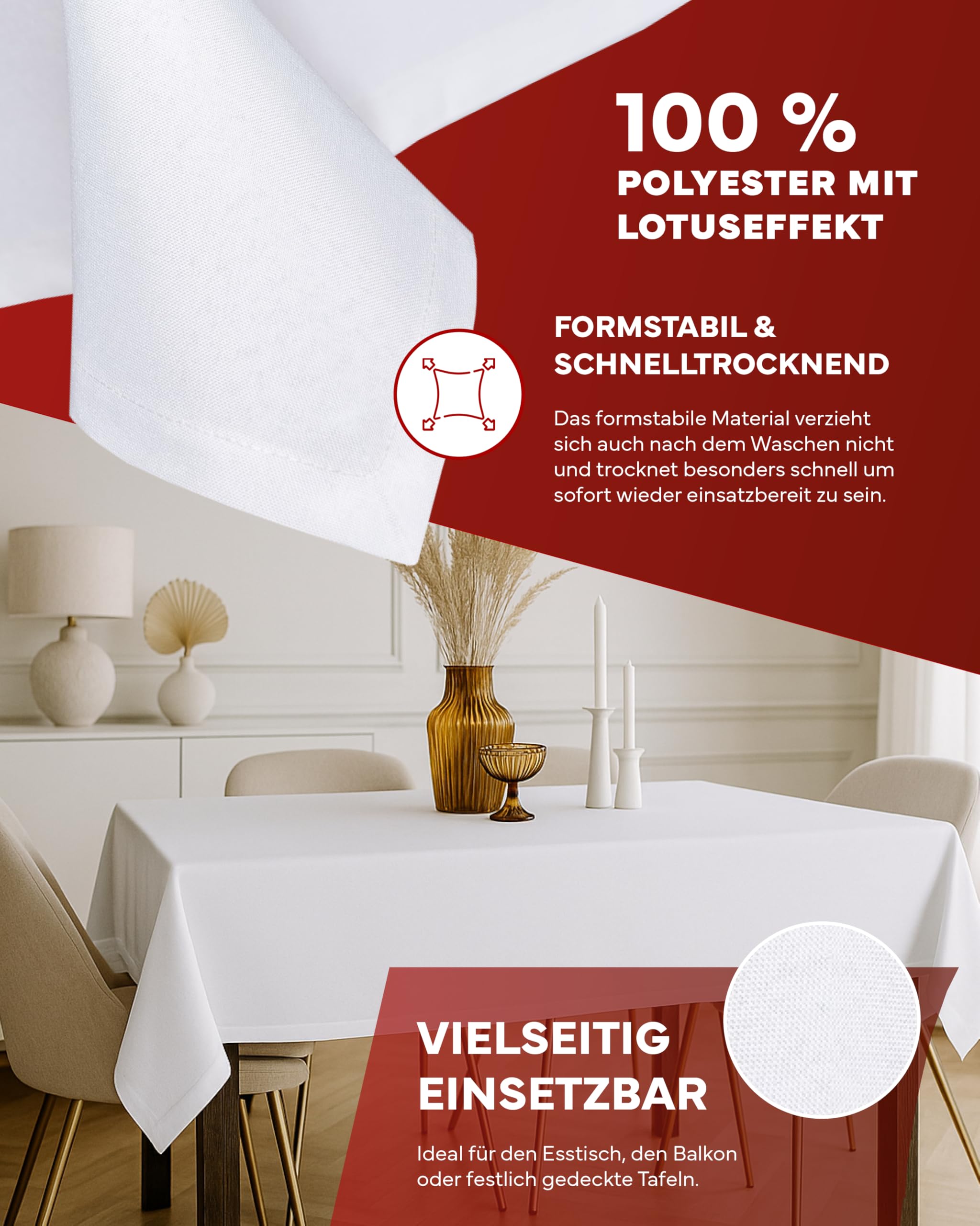 TEXPOT Gartentischdecken nappe 135x180 cm blanc anti-taches