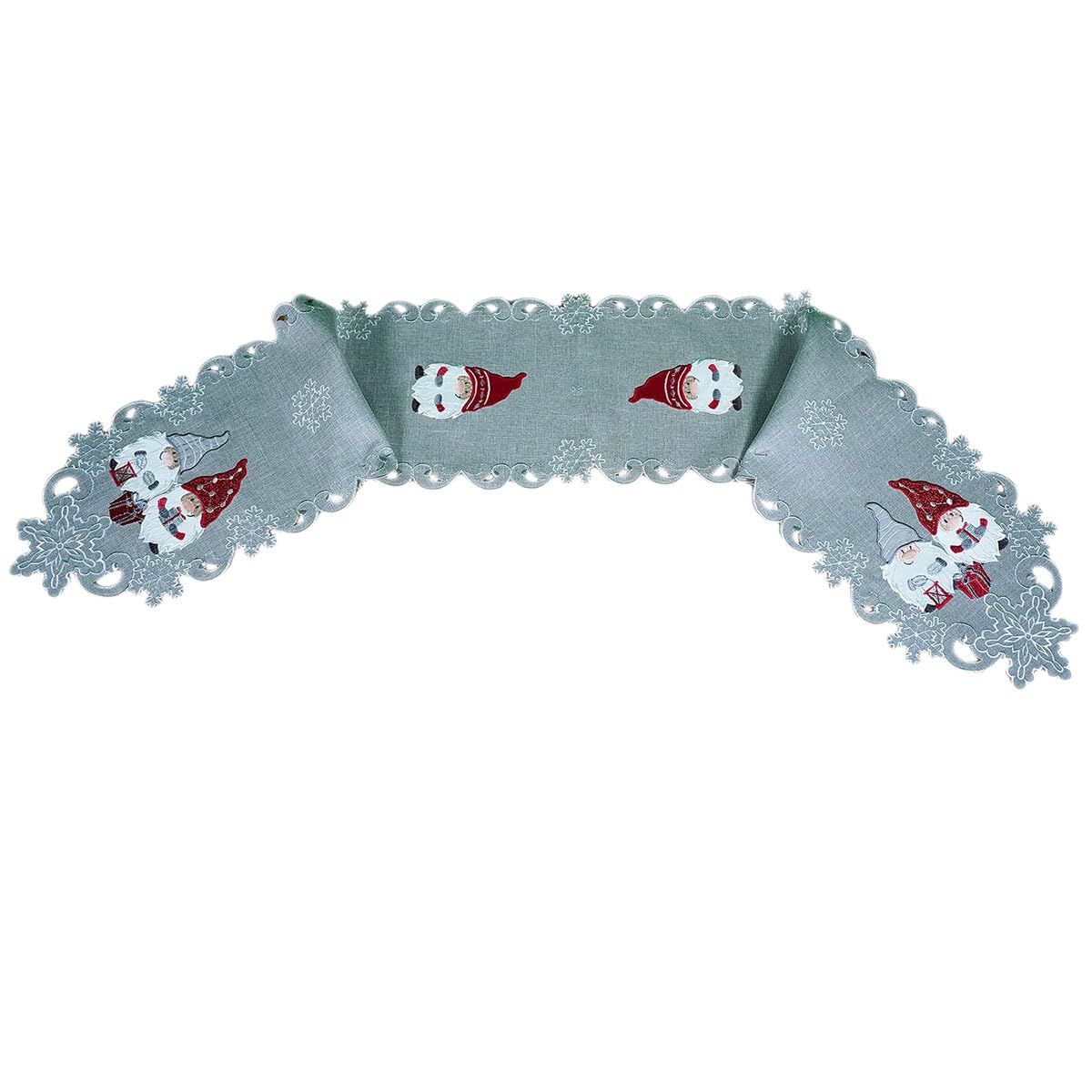 TEXPOT Lutin 25x160 chemin de table gris clair Noël
