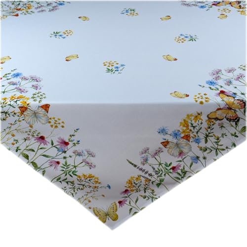 TEXPOT Tischdecken nappe 110 x 110 cm fleurs papillons polyester