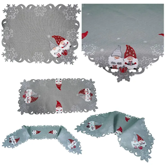 TEXPOT Lutin 25x160 chemin de table gris clair Noël