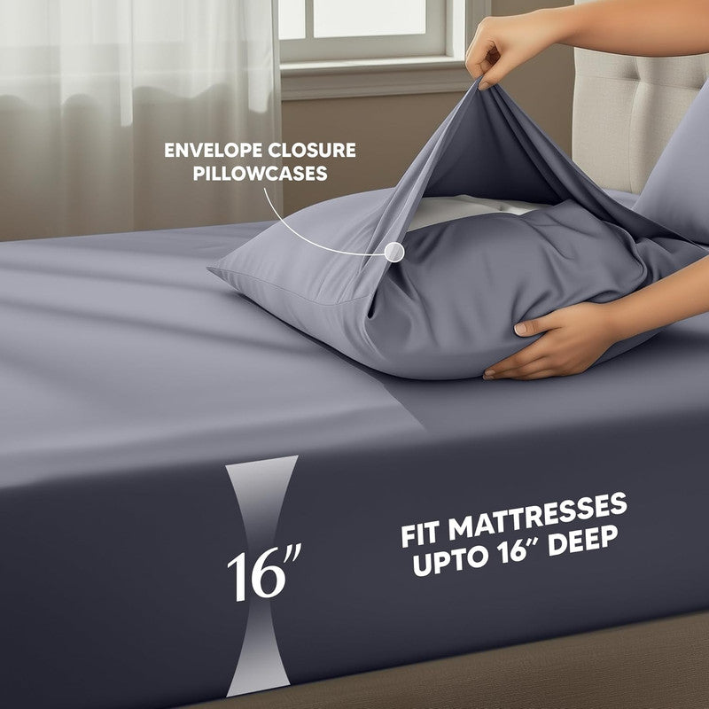 Utopia Bedding Bed Sheets parure draps microfibre grise Queen