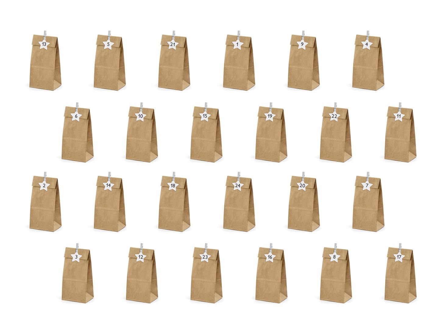 TEXPOT Deko calendrier de l'Avent 24 sachets marron kraft