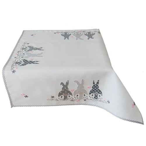 TEXPOT Tischläufer chemin de table lapin Pâques brodé 40x85 cm