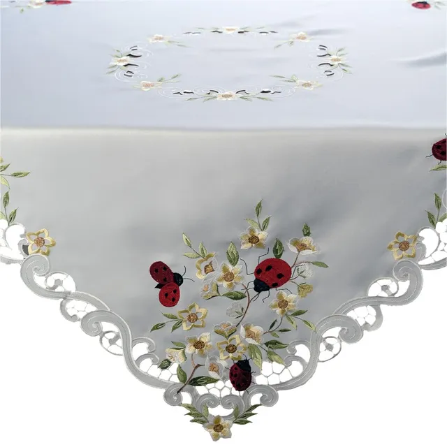 TEXPOT Tischdecken nappe 85 x 85 cm coccinelle brodée