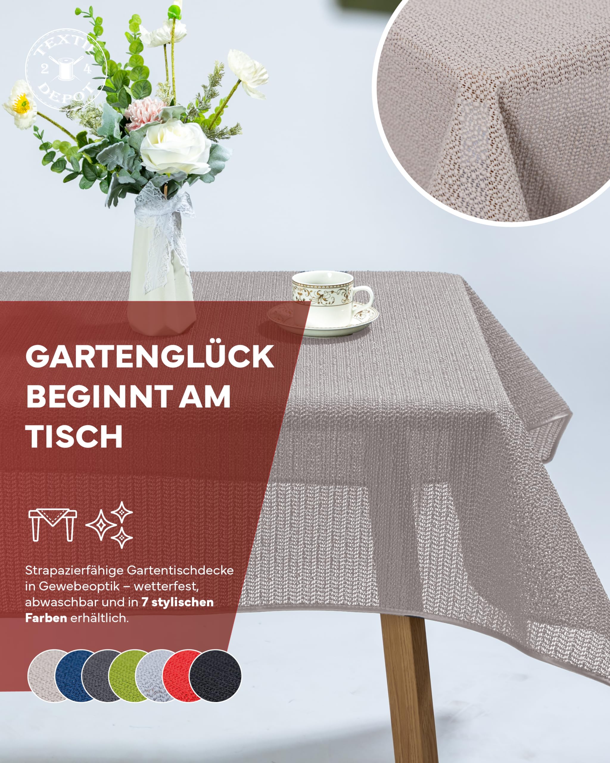 Texpot Gartentischdecken Nappe 130x160 Beige PVC