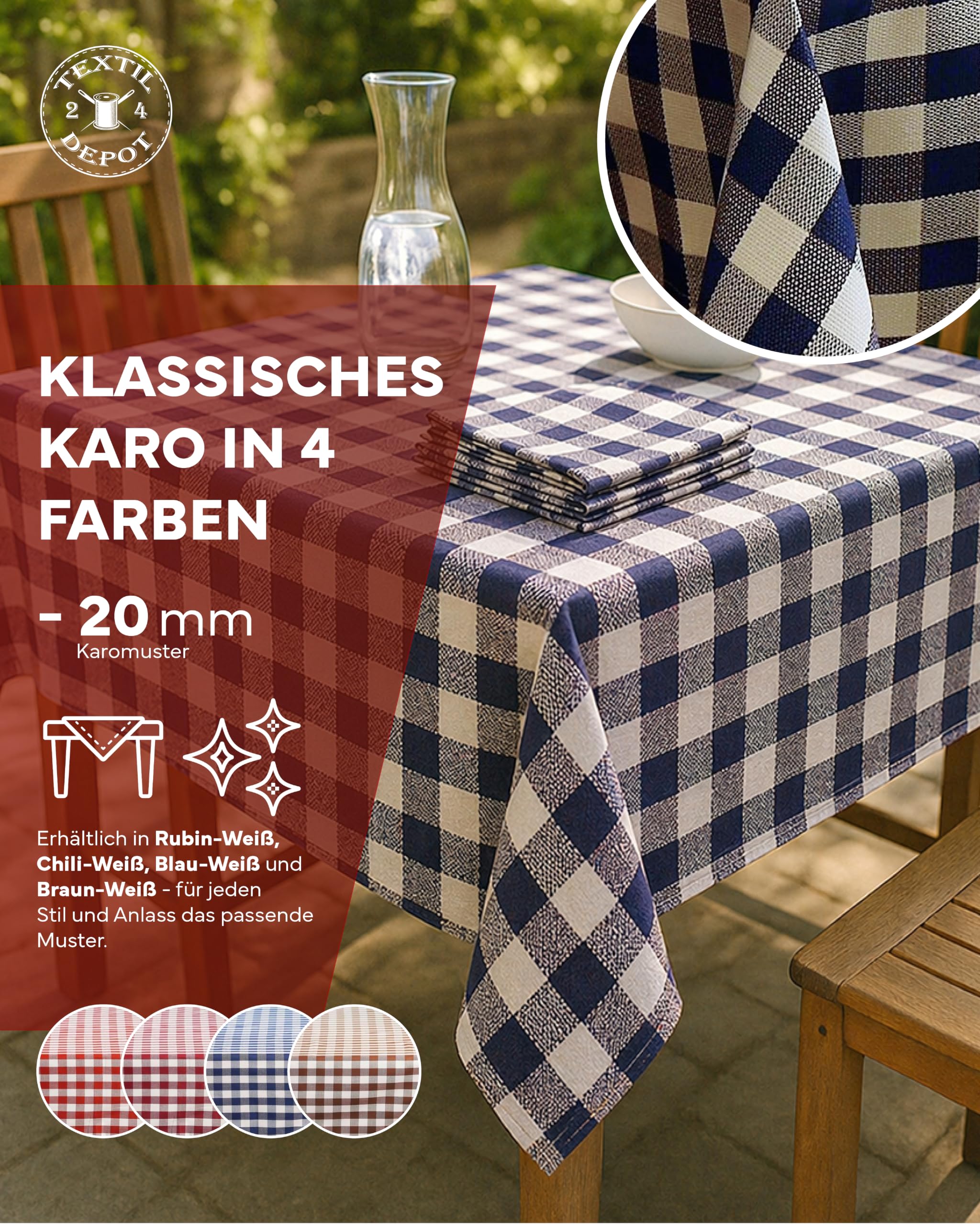 Texpot Servietten serviettes coton bleues 60x60 lot 6